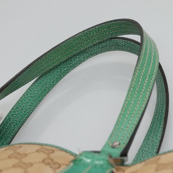 GUCCI GG Canvas Tote Bag Beige Green Silver - Picture 8 of 16